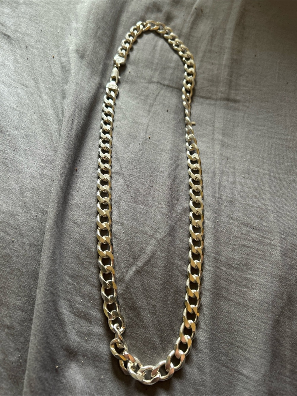 Solid Sterling Silver Curb Chain Necklace - Silver